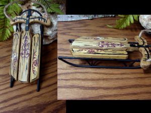 Old Fashion Wood Metal Sled Ornament