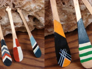 Miniature Adirondack Painted Metal Canoe Paddle Ornament
