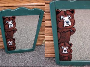 Hand Painted Original Mirror Garden Gate Bears Pat King