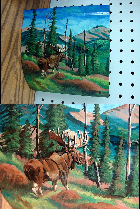 Pat King Hand Painted Log Siding Moose Mountain Forest, Moose-R-Us.Com Log Cabin Decor
