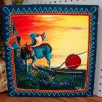 Stylized Square Moose Hand Painted Art by Pat King