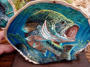 Forest Mushroom Fairy Shelf Hand Painted Bass Pat King