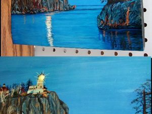 Hand Painted Split Rock Lighthouse Log Siding Pat King