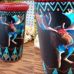 Stylized Moose Sunset Hand Painted Large Rectangular Picture Pat King Original - Image 2