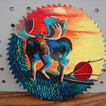 Stylized Moose Sunset Hand Painted Large Rectangular Picture Pat King Original - Image 3