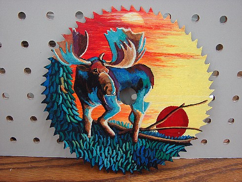 Small Wood Bowl Pat King Hand Painted Sunset Bear Stylized, Moose-R-Us.Com Log Cabin Decor