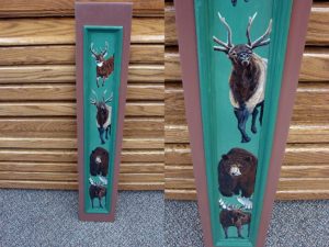 Hand Painted Northwoods Wildlife Pat King Original Wood Shutter Green Vertical