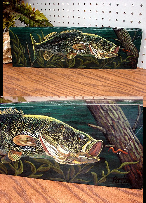 Hand Painted Walleye Fish Painting Original Pat King Siding, Moose-R-Us.Com Log Cabin Decor
