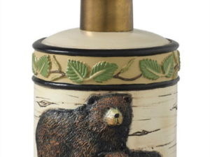 Resin Black Bear Birch Bark Bathroom Accessories Tumbler Pump Dispenser