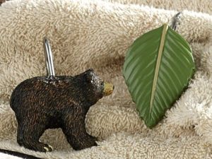 Detailed Oversized Black Bear Leaf Shower Curtain Hook Rings