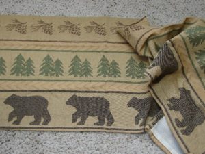 Bear Tracks Pinecone Bathroom Valance Lodge Cabin Bath Decor Curtains