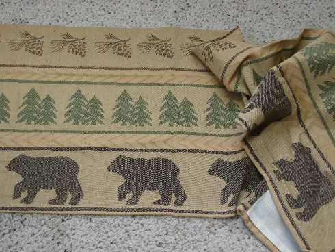 Cabin Lodge Themed Kitchen Towels with Bear, Moose, and Antler Print