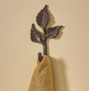 Handcrafted Iron Birch Leaf Bathroom Accessories Rustic Lodge Decor -   Log Cabin Decor