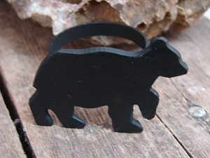 PD Black Iron Bear Silhouette Napkin Rings Set/4