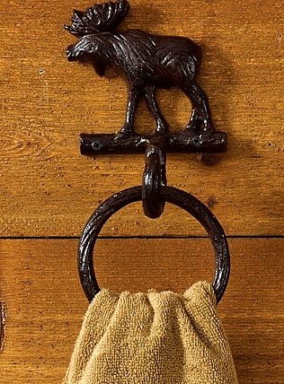 Cast Iron Lodge Theme Bear Brown Bathroom Accessories Towel Ring Bar Hook Toilet Tissue, Moose-R-Us.Com Log Cabin Decor