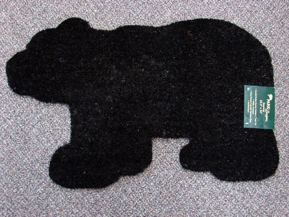 Heavy Duty Coir Black Bear Shaped Entry Porch Doormat Rug, Moose-R-Us.Com Log Cabin Decor