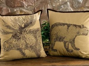 Embroidered Moose Head Bear Cotton Oversized Pillow