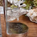 Pewter Brushed Aluminum Adirondack Lodge Moose Head Bookend Set - Image 3