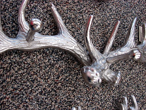 Pewter Brushed Aluminum Adirondack Lodge Moose Peg Hook, Moose-R-Us.Com Log Cabin Decor