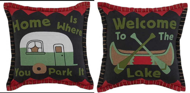 Cotton Stitched Throw Pillow Welcome Lake Camper Home Park It, Moose-R-Us.Com Log Cabin Decor