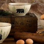 Rustic Stoneware Moose Bear Nesting Mixing Bowl Set