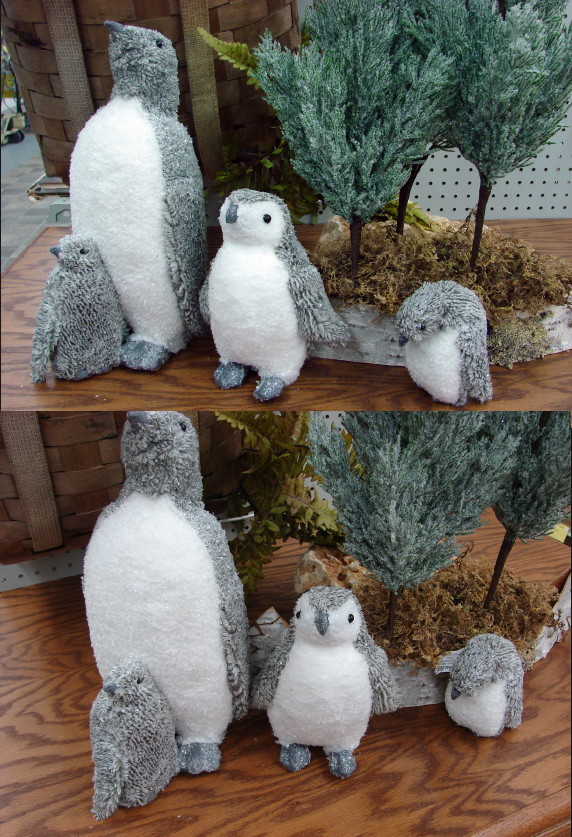 Furry Winter Decorating Arctic Penguin Shelf Sitter, Moose-R-Us.Com Log Cabin Decor