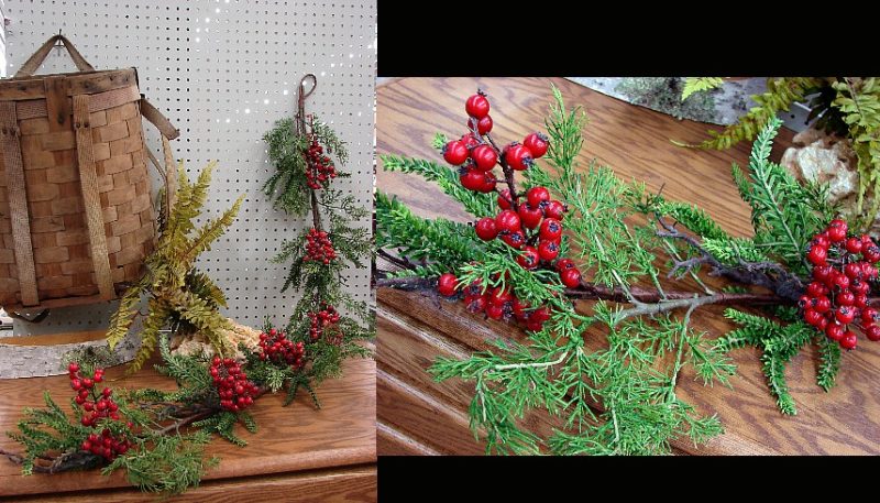 Realistic 5 Foot Pine Cedar Berry Garland, Moose-R-Us.Com Log Cabin Decor