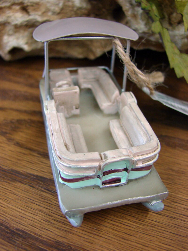 Detailed Resin Pontoon Ornament Bimini Top, Moose-R-Us.Com Log Cabin Decor