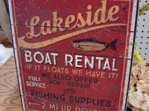 Primitive Wood Block Box Sign Lakeside Boat Rental
