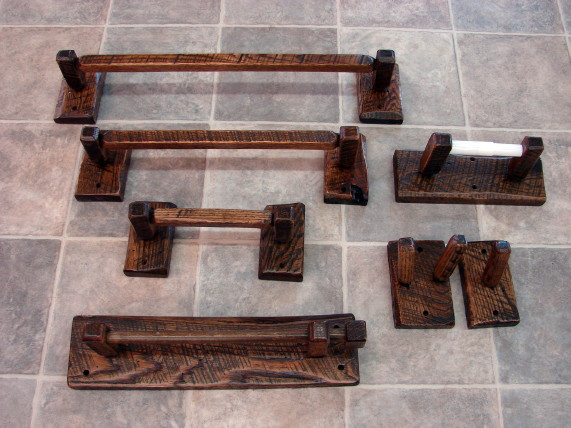 Rustic Reclaimed Oak Barn Wood Bathroom Kitchen Accessories Towel Bar Peg  Rack -  Log Cabin Decor