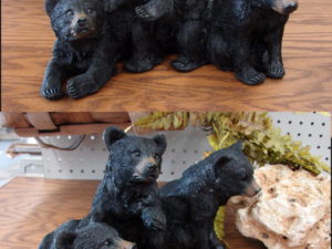 Set/3 Detailed Resin Christmas Black Bear Ornament with Scarf, Moose-R-Us.Com Log Cabin Decor