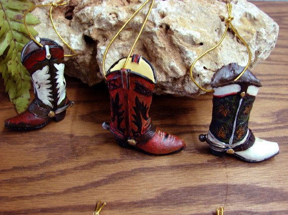 Detailed Resin Western Cowboy Hat Boot Ornament, Moose-R-Us.Com Log Cabin Decor