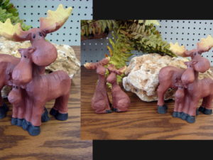 Detailed Resin Wood Carved Look Moose Family Figurine