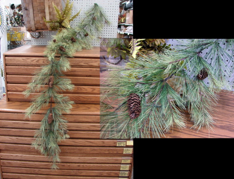 Realistic Rocky Mountain Pine Long Needle Garland 6 Foot, Moose-R-Us.Com Log Cabin Decor