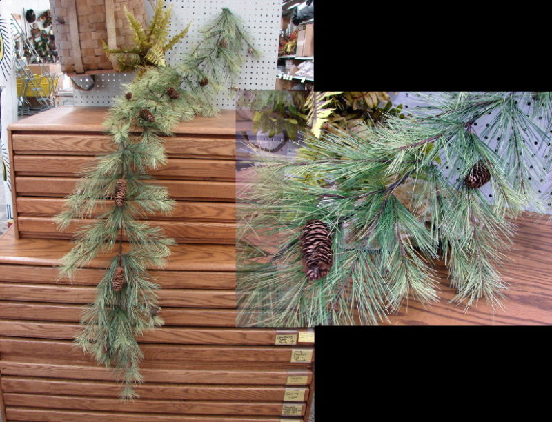 Realistic Rocky Mountain Pine PineCone Long Needle Garland 6 Foot, Moose-R-Us.Com Log Cabin Decor