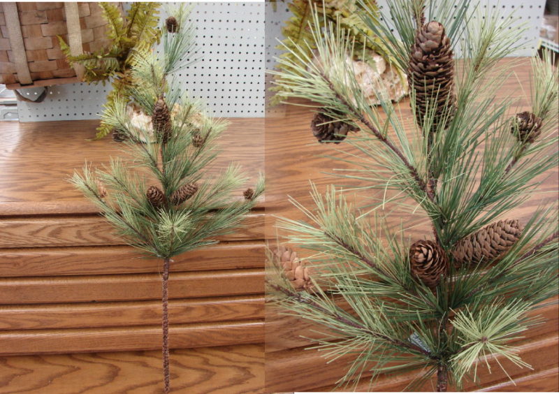 Realistic Full Rocky Mountain Pine Pick Spray Branch, Moose-R-Us.Com Log Cabin Decor