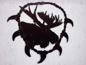 Detailed Laser Cut Metal Art Wildlife Bear Claw Tooth Necklace Wall Hanging