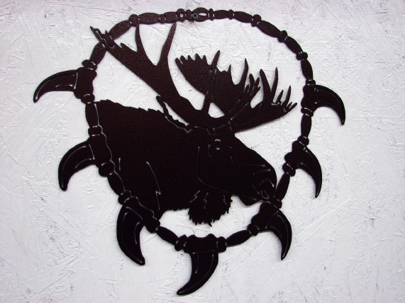 Detailed Laser Cut Metal Art Wildlife Bear Claw Tooth Necklace Wall Hanging, Moose-R-Us.Com Log Cabin Decor