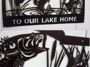 Huge Detailed Laser Cut Metal Welcome to our Lake Home Bass Duck Sign
