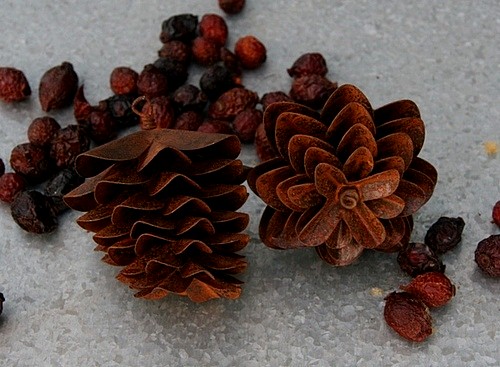 Rusty Tin Pinecones 2 Sizes Ornament Arrangements Crafts, Moose-R-Us.Com Log Cabin Decor