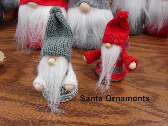 Scandinavian Gnome Tomte Felt Ornaments Santa Ball Skiers, Moose-R-Us.Com Log Cabin Decor