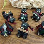 Rustic Wood Carved Look Set/6 Black Bear Cabin Decor - Image 2