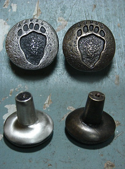 Pewter Bear Paw Rustic Cabinet Hardware, Rustic Dresser Knobs