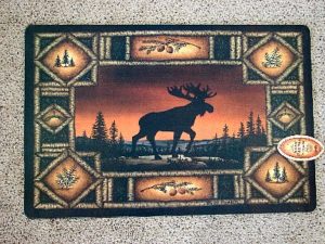 Silk Screen Adirondack Border Moose Rug