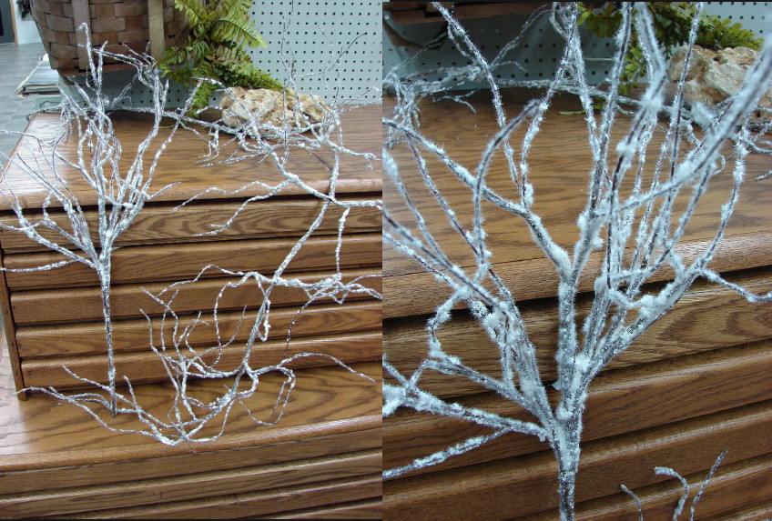 Realistic Snow Frost Covered Branch Pick Garland Winter Forest