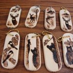 Free Hand Wood Burned Scene Bear Deer Moose Key Chain