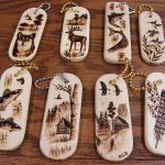 Free Hand Wood Burned Scene Bear Deer Moose Key Chain - Image 2