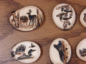 Free Hand Wood Burned Wildlife Magnet Bear Chickadee Deer Moose