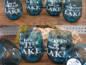Stemless Acrylic Wine Glass Set/4 Lake Sayings for Boat Beach Cabin Decor