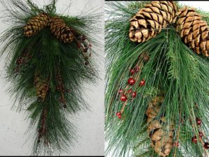 Long Needle Pinecone Swags Berry Teardrop Swag